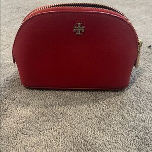 Tory Burch Red Pouch with Gold Logo